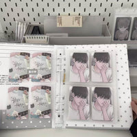 Minimalist Gray White Polka Dot A5 4-Pocket Photo Card Album for K-Pop Photocards & Instax