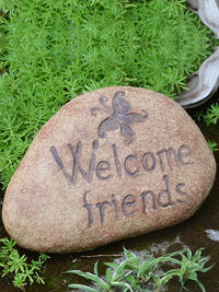 Outdoor Garden Welcome Stone Ornament Resin Simulation Fake Rock Decoration for Lawn Patio