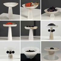 Luxury Spanish Marble Decorative Tray with Stand, Modern Fruit Plate and Storage Organizer