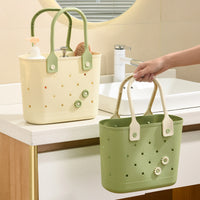 Portable Storage Basket with Handle for Home Outdoor Use, Draining Organizer for Vegetables, Toiletries, and Sundries