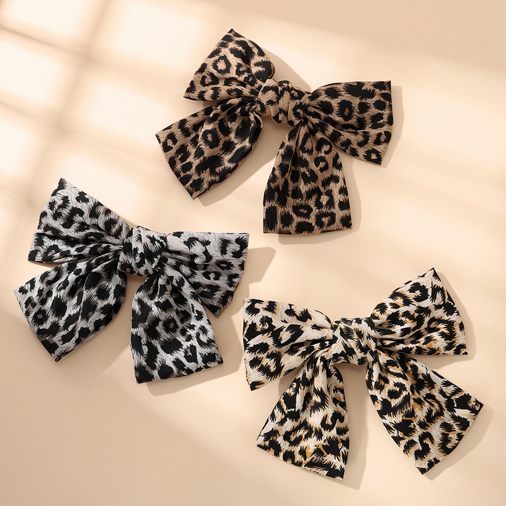 Leopard Print Bow Hair Claw Clip Handmade Fabric Hair Accessories