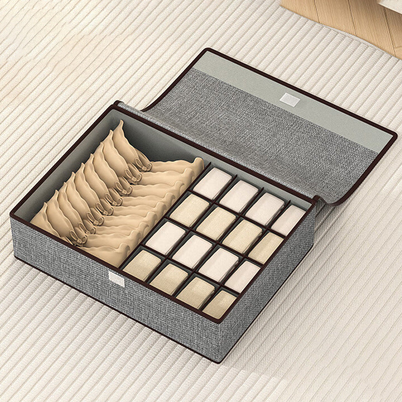 Drawer-Style Lidded Underwear and Socks Organizer Box with Dividers