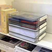 Large Capacity Transparent Plastic Document Storage Box for A4 Files, Certificates, and Papers