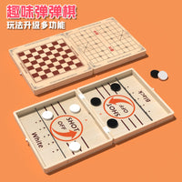Wooden Fast Sling Puck Game, Foldable Two-Player Tabletop Battle Game for Parent-Child Interaction
