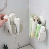 No-Drill Suction Cup Wall-Mounted Toothpaste Facial Cleanser Holder