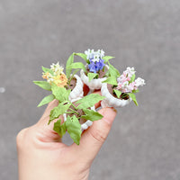 Miniature Potted Artificial Flowers and Plants for Dollhouse Decor and Photography Props
