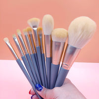 10-Piece Blue Bridge Professional Makeup Brush Set with PU Bag