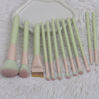 12-Piece Makeup Brush Set with Wooden Handles and Soft Bristles for Beginners