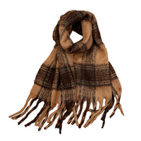 Women's Faux Cashmere Scarf with Tassels, Thickened Warm Winter Neck Wrap, Mid-Length Versatile Shawl