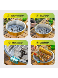 Disposable Portable Outdoor BBQ Grill Set for Camping Picnic and Indoor Use with Charcoal
