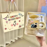 Cute Cat Ceramic Mug with Lid and Spoon, 400ml Coffee Tea Cup, Novelty Gift for Friends and Office