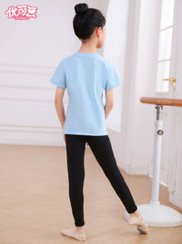 Kids' Two-Piece Dance Practice Outfit for Girls & Boys - Short Sleeve Top & Shorts for Ballet, Jazz, Chinese Dance