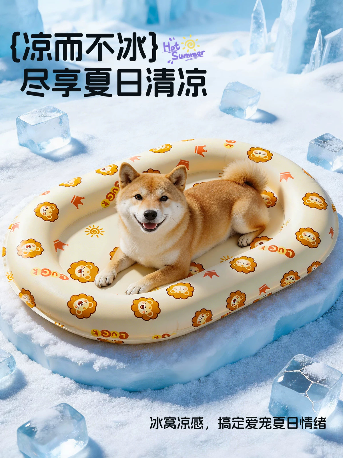 Pet Cooling Mat for Dogs and Cats, Summer Ice Pad for Sleeping, Round Pet Bed