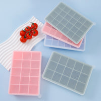Covered Silicone Ice Cube Tray Set with Lid, Square Ice Mold for Home Freezing