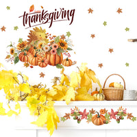 Thanksgiving Autumn Leaves Pumpkin Window Wall Decal