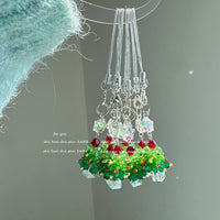 Christmas Tree Crystal Beaded Phone Lanyard Keychain Bag Charm