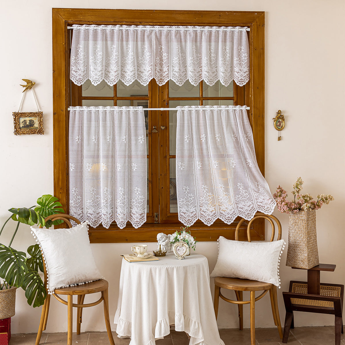 Modern Minimalist American European Style Rod Pocket Sheer Short Curtain for Kitchen and Small Windows