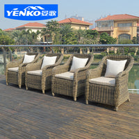 Outdoor Rattan Dining Table and Chairs Set for Patio Garden Balcony