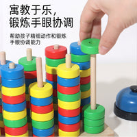 Wooden Rainbow Stacking Rings Educational Toy for Toddlers
