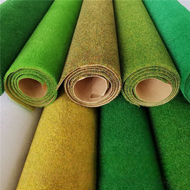 Miniature Landscape Architecture Model Grass Mat for Sand Table & Courtyard Scenes, Nylon Flocked Lawn Paper