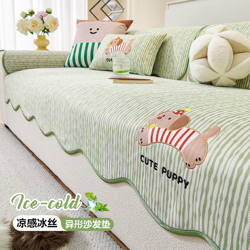 Summer Ice Silk Sofa Mat Non-Slip Cooling Couch Cover