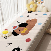 Cute Pet-Themed Faux Cashmere Absorbent Non-Slip Floor Mat for Balcony, Bay Window, Tatami