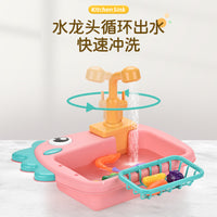 Dinosaur Dishwasher Toy with Automatic Water Circulation for Kids Play Kitchen or Pet Bird Bath