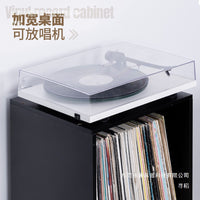 Japanese Style LP Record Storage Cabinet Stackable Display Shelf Black Vinyl Organizer