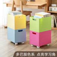 Under-Desk Rolling Storage Box Multi-layer Book Organizer for Students