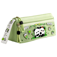Cute Cartoon Panda Cat Pencil Case Double Layer Large Capacity Stationery Pouch for Students