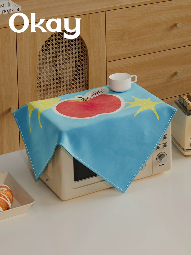 Apple Pattern Microwave Oven Dust Cover and Air Fryer Anti-Oil Cloth