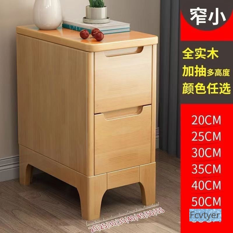 Kailaimei Mini 25/35 Modern Bedside Table, Simple 30cm Small Solid Wood Ultra-Narrow Nightstand, Nordic Style