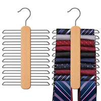 Premium Wooden Tie and Belt Hanger with Multiple Hooks, Space-Saving Design