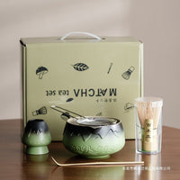 Handmade Coarse Pottery Matcha Bowl with Gradient Glaze