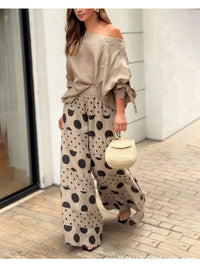 Women's Casual Printed Two-Piece Outfit with Top and Pants