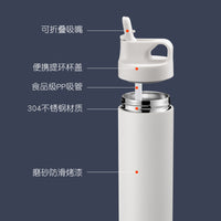 Stainless Steel Insulated Tumbler with Straw and Handle - Portable Coffee Water Bottle for Men and Women