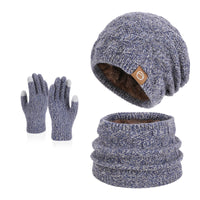 Winter Knit Beanie Hat Scarf and Gloves Set for Men and Women, Outdoor Cycling Warm Ear Protection