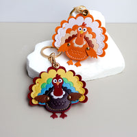 Halloween Turkey Leather Keychain with Access Card Holder, Creative Gift Bag Charm