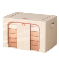 Large Capacity Foldable Linen Storage Box with Steel Frame for Clothes and Quilts