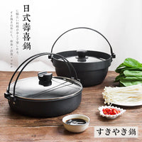 Japanese Sukiyaki Hot Pot, Non-Stick Aluminum Alloy Stew Pot with Handle, Induction Cooktop and Open Flame Compatible
