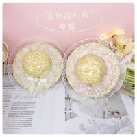 Pet Sun Hat for Cats and Small Dogs - Lace Straw Hat Headwear