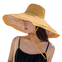Women's Reversible Wide Brim Sun Hat UV Protection Beach Fisherman Cap
