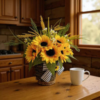 Sunflower Basket Wreath for Autumn Harvest Festival and Thanksgiving Decor