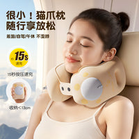 Inflatable U-Shaped Travel Pillow with Press-Type Inflation, Portable and Adjustable Neck Support for Office and Travel