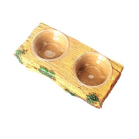 Reptile Chameleon Gecko Natural Landscape Anti-mold Chew-resistant Detachable Feeding Wood Stump with Double Bowls