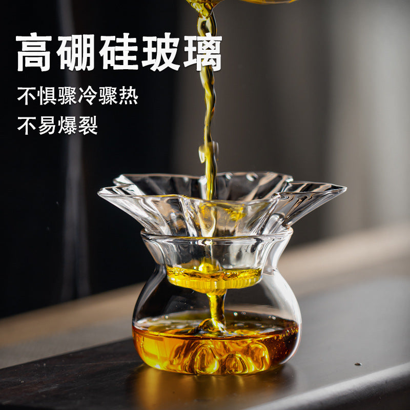 Heat-Resistant Glass Tea Infuser Set with Flower Design Filter