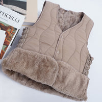 Women's Lambswool Lined Vest Winter Warm Sleeveless Jacket