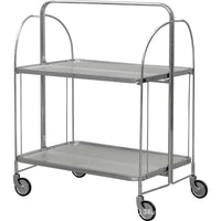Vintage Foldable Rolling Cart with Tempered Glass Top and Stainless Steel Frame