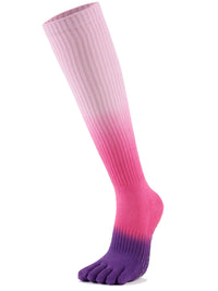 Women's Non-Slip Yoga Pilates Socks with Five Toes, Gradient Color