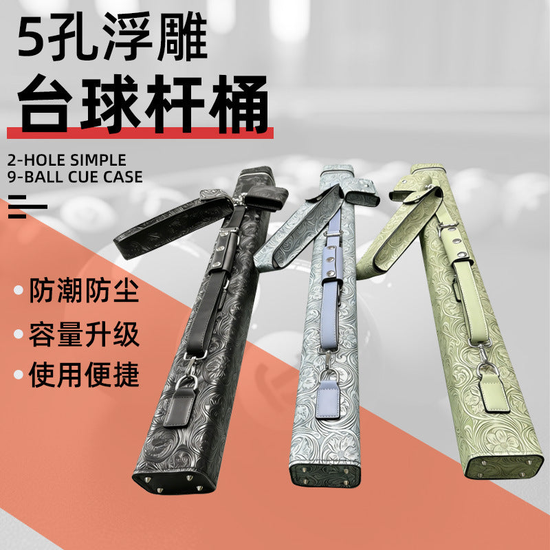 Premium 5-Hole Billiard Cue Stick Case with 3D Embossed Design and Extension Handle